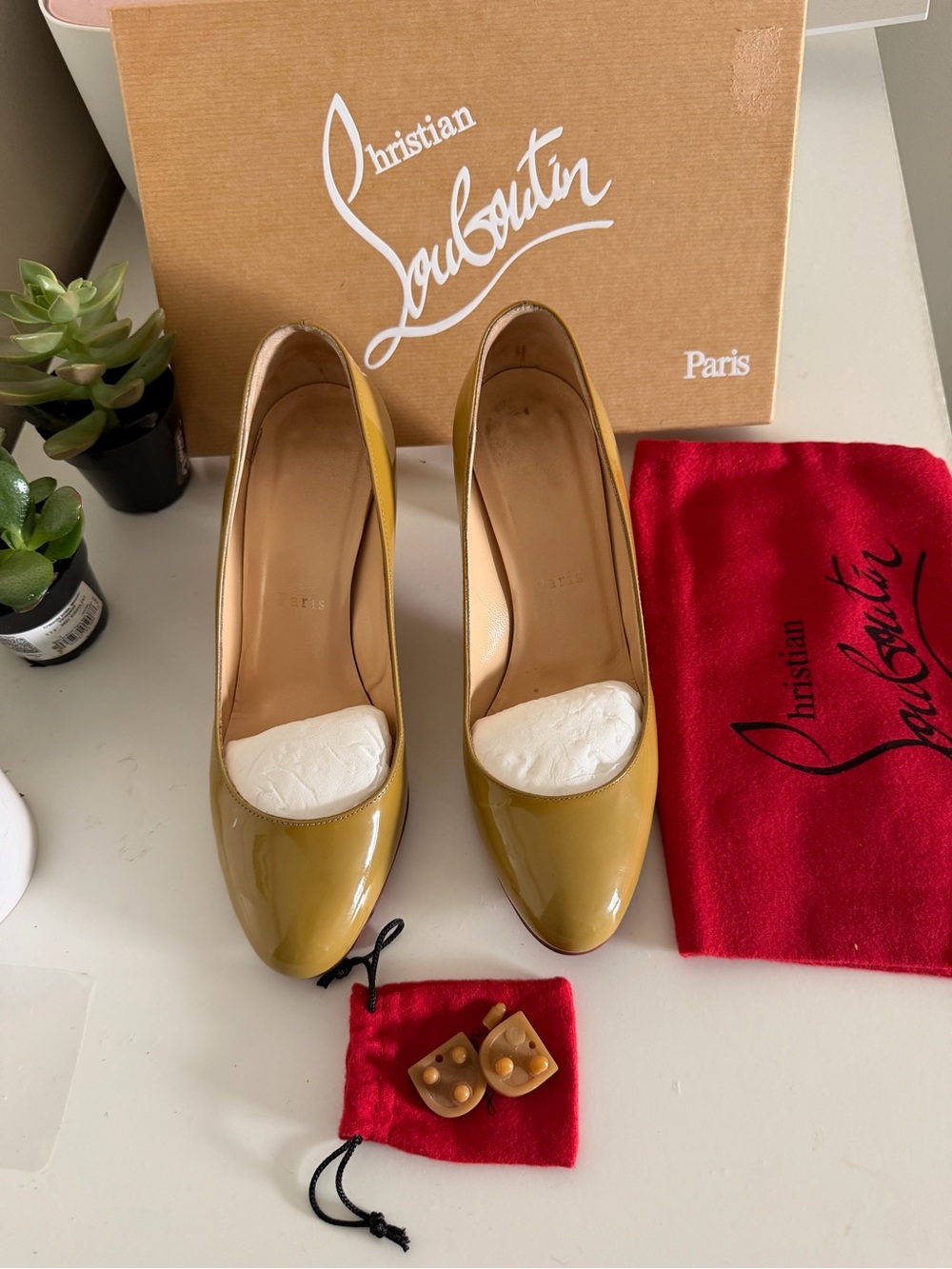 Christian Louboutin  Patent Round-Toe Pumps